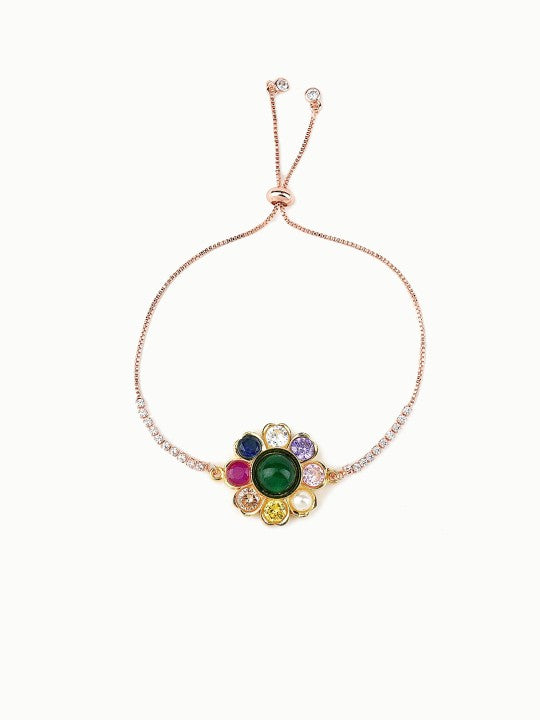 Gold-Plated Kundan Traditional Navratna Rakhi Bracelet