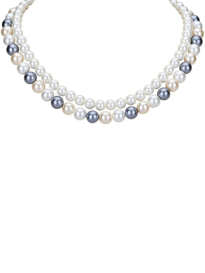 Gold-Plated Multicolor Round Pearl Necklace Set