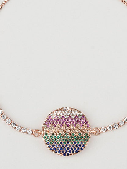 Rhodium-Plated Multicolor Zircon Rakhi Bracelet