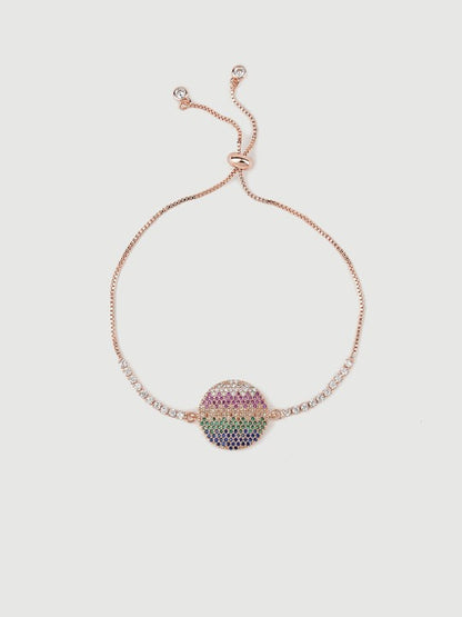 Rhodium-Plated Multicolor Zircon Rakhi Bracelet