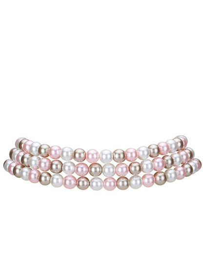 White & Gold-Plated Multicolor Pearl Layered Necklace