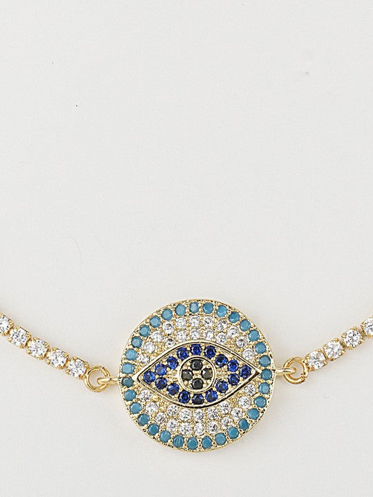 Rhodium-Plated American Diamond Zircon Blue Rakhi Bracelet