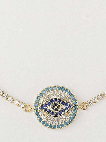 Rhodium-Plated American Diamond Zircon Blue Rakhi Bracelet