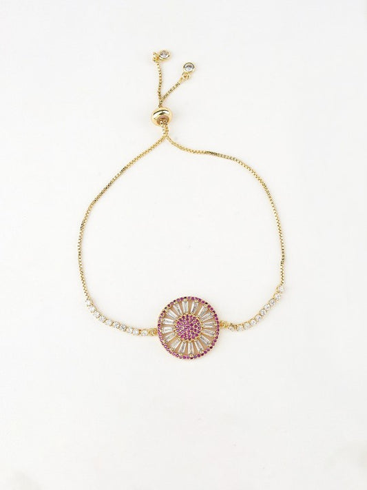 Rhodium-Plated American Diamond Zircon Rakhi Bracelet