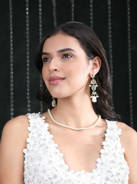Gold-Plated Pearl Beaded Necklace Set with Earrings