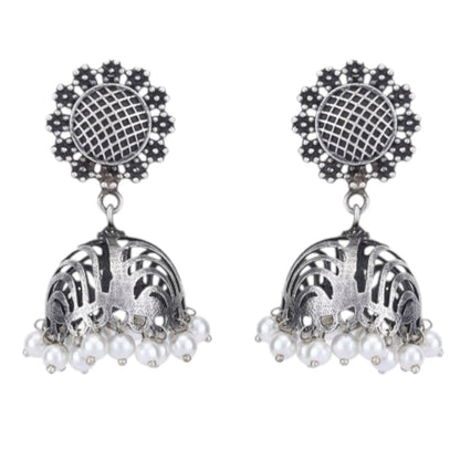 Oxidised Silver-Plated Jhumkas