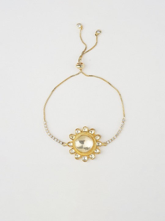 Gold-Plated Kundan Classic Rakhi Bracelet