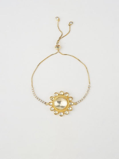 Gold-Plated Kundan Classic Rakhi Bracelet