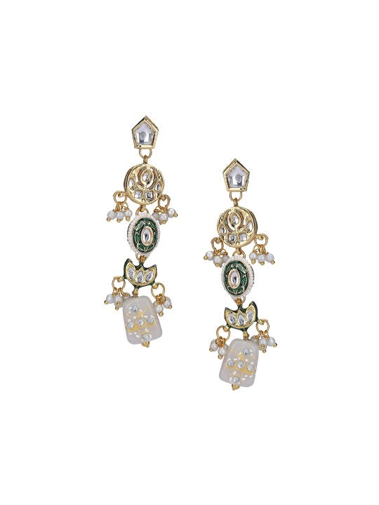 Gold-Plated Pearl Beaded Necklace Set with Earrings