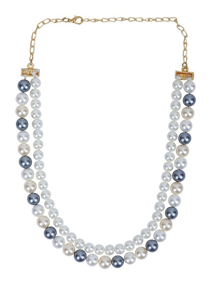 Gold-Plated Multicolor Round Pearl Necklace Set