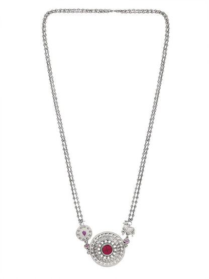 Silver-Plated Necklace Set with Earrings – Traditional Ethnic Jewelry