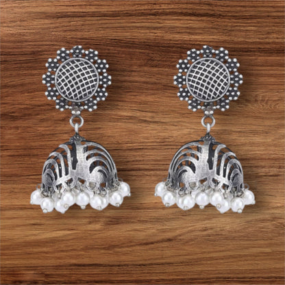 Oxidised Silver-Plated Jhumkas