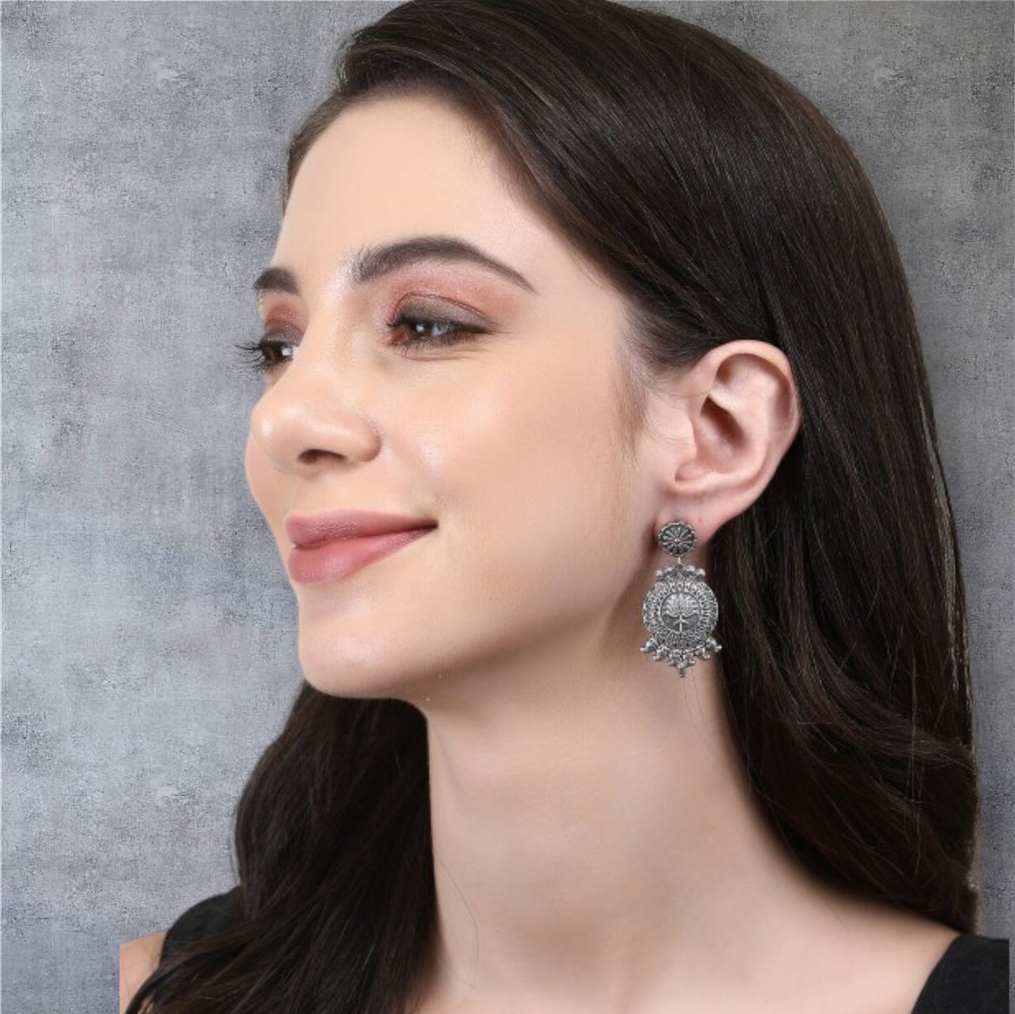 Oxidised Silver Plated Chandbalis
