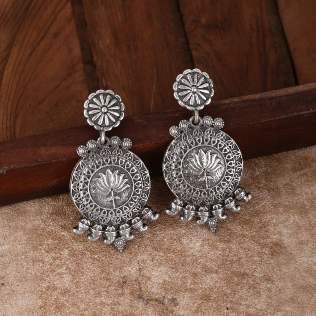 Oxidised Silver Plated Chandbalis