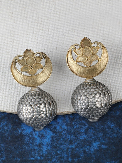 Classic Oxidized Silver and Gold Earrings for Women