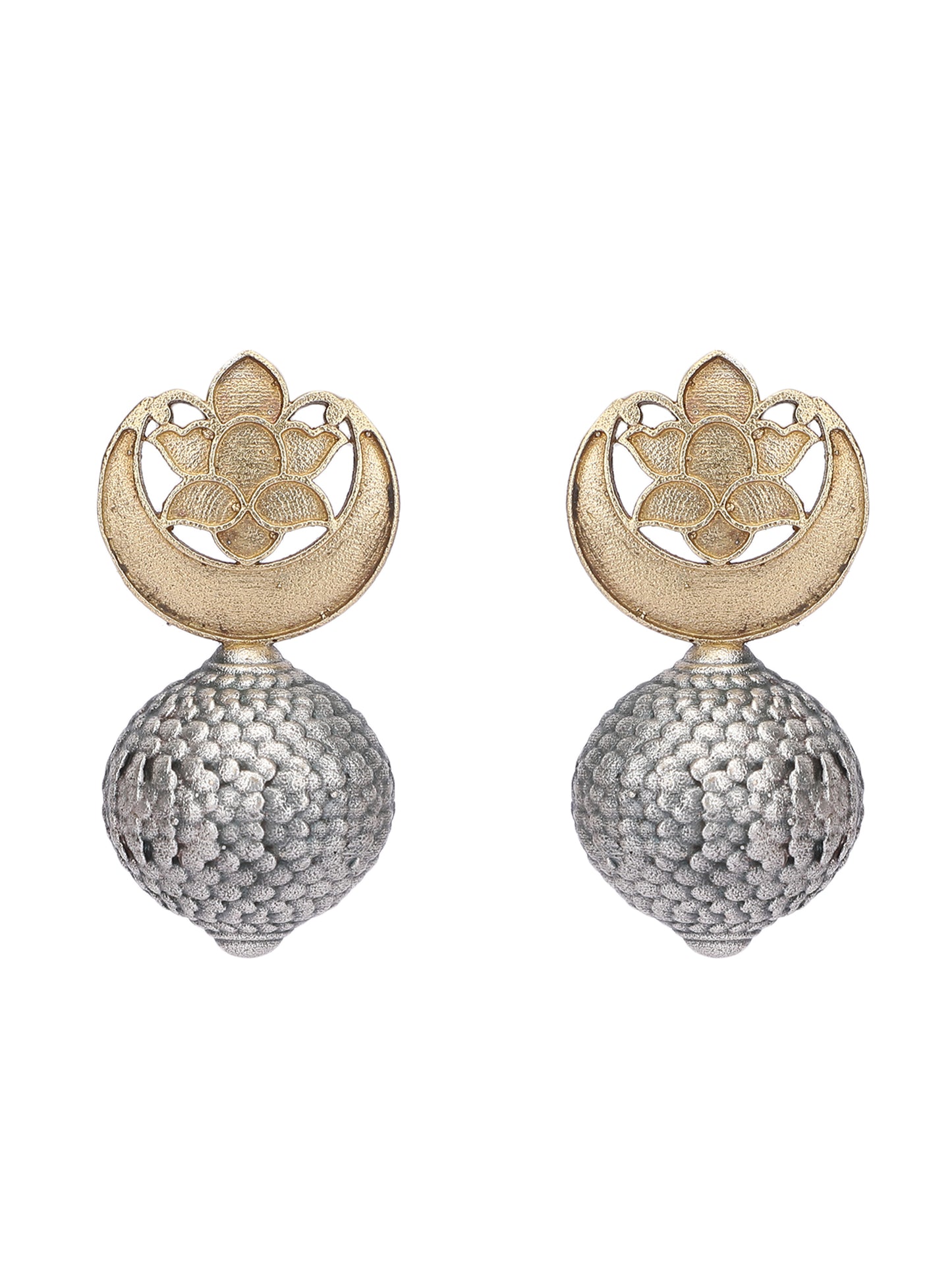 Classic Oxidized Silver and Gold Earrings for Women