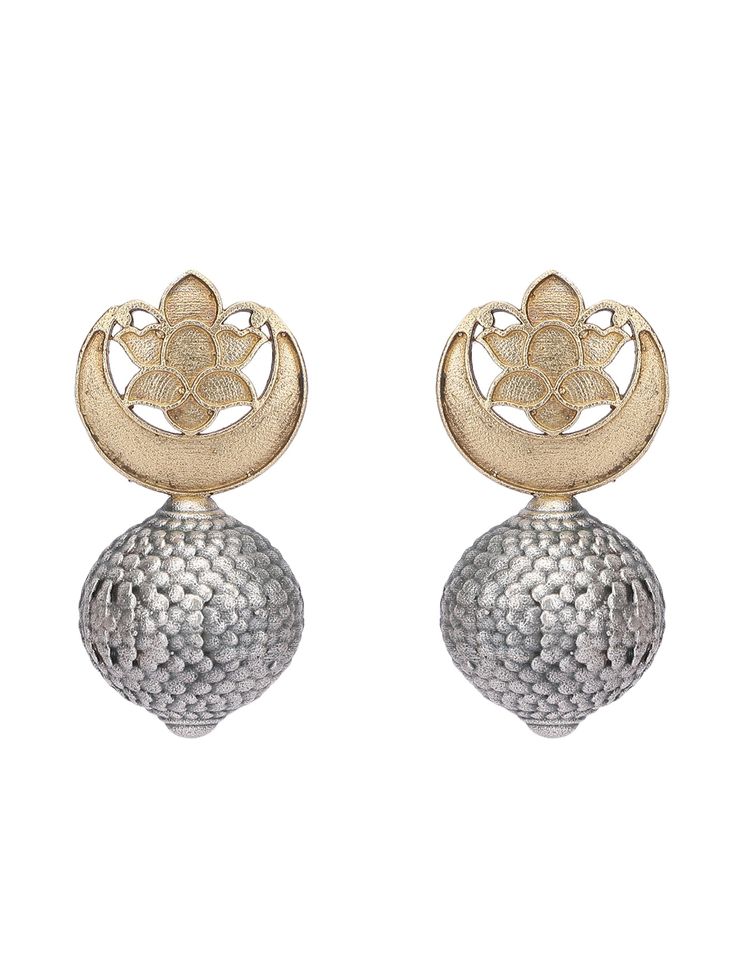 Classic Oxidized Silver and Gold Earrings for Women