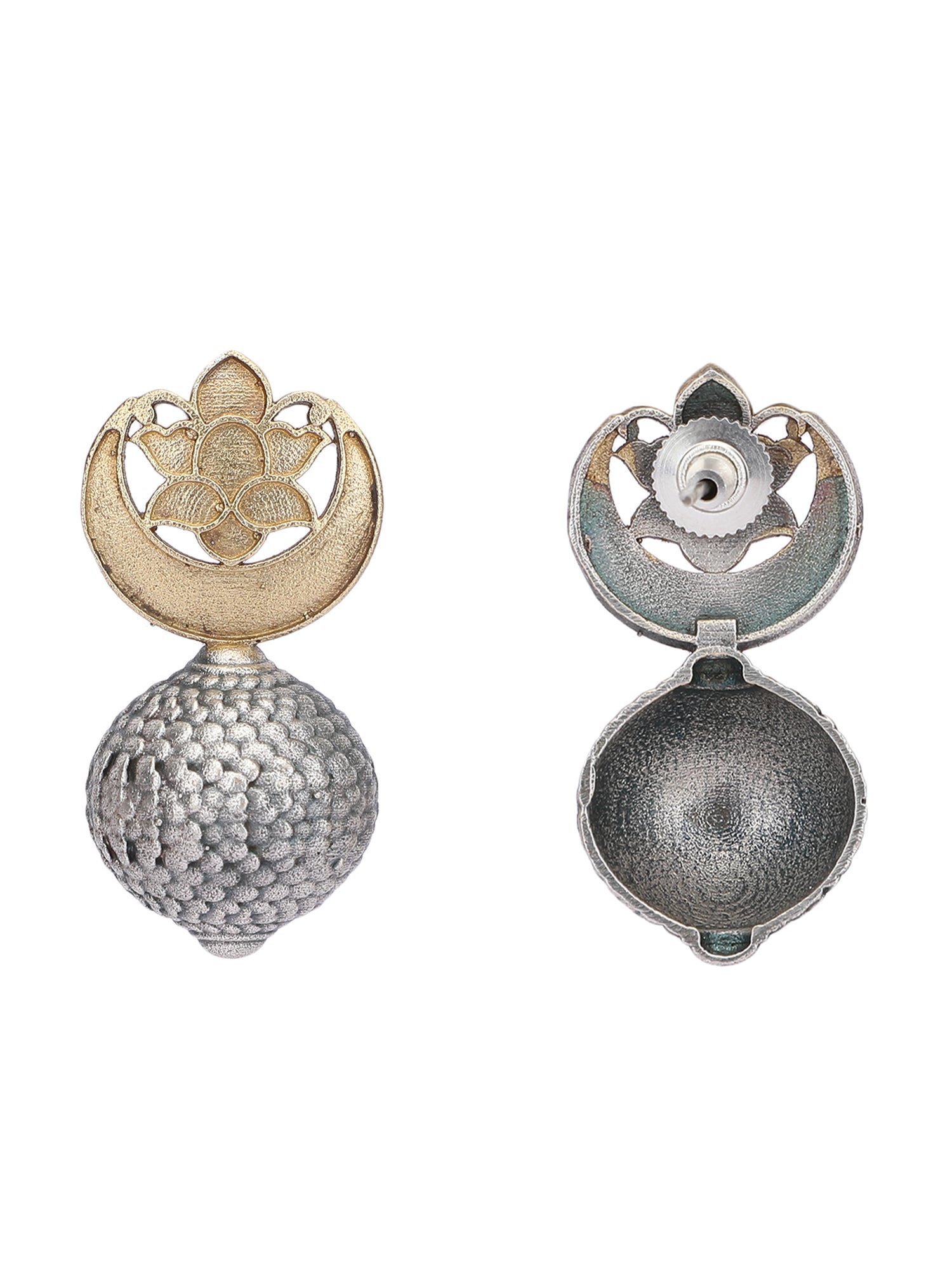 Classic Oxidized Silver and Gold Earrings for Women