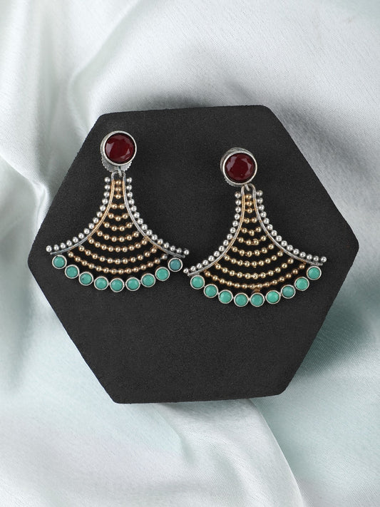 Elegant Oxidized Red and Green Earrings for Women