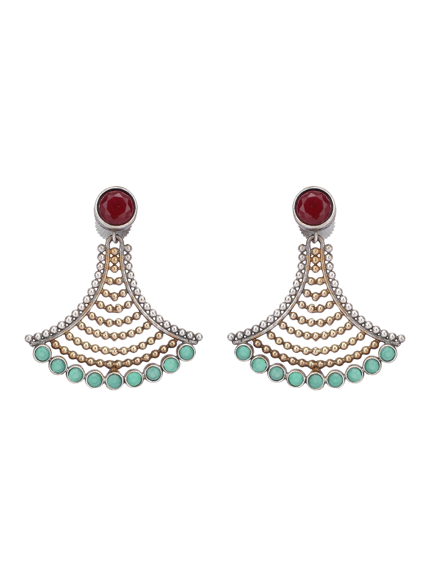 Elegant Oxidized Red and Green Earrings for Women