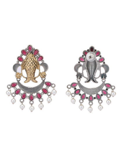 Elegant Oxidized Red and Gold Earrings set for Women