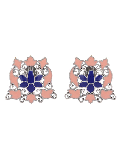 Elegant Oxidized Pink and Blue Earrings Set for Women