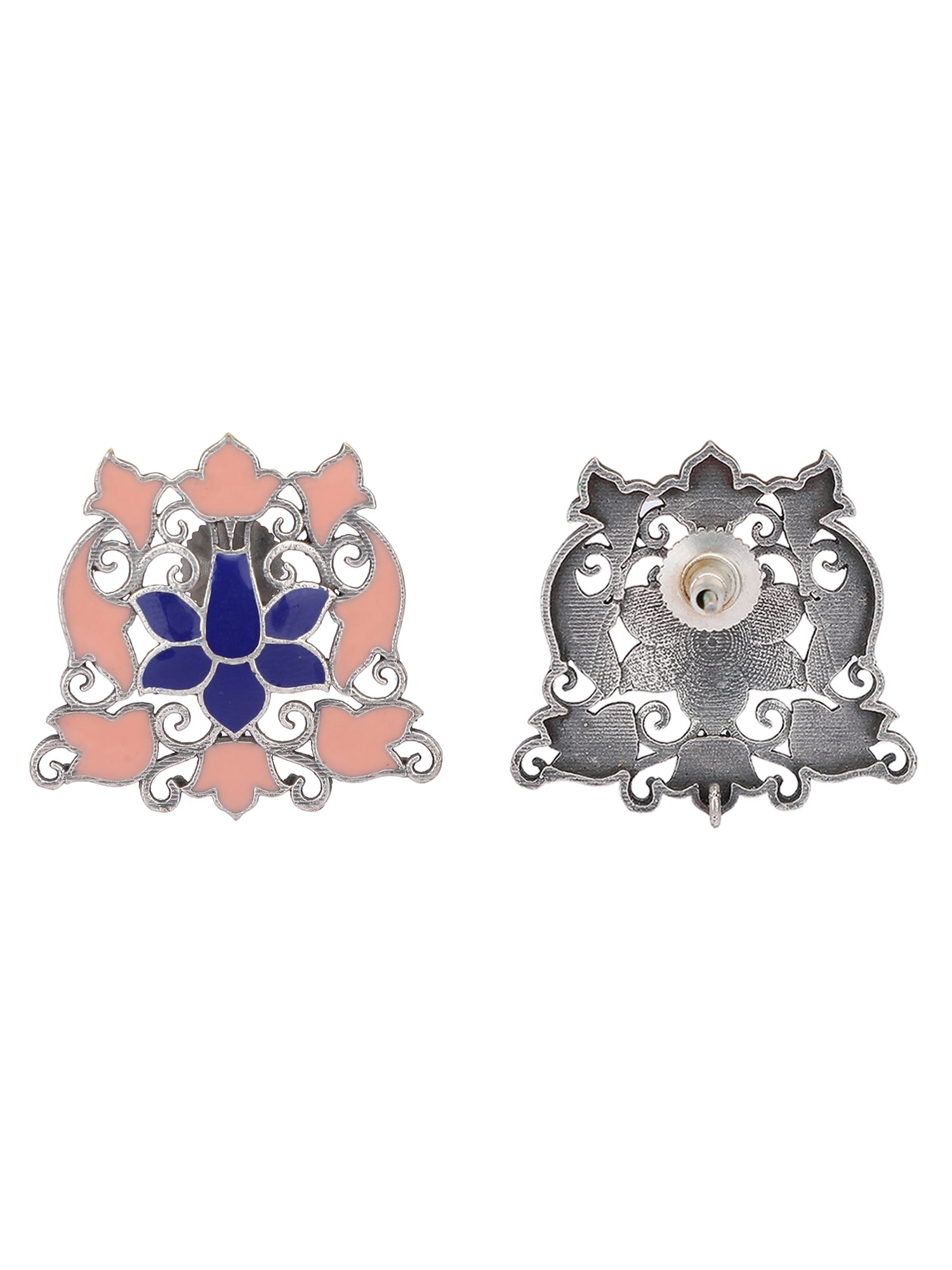 Elegant Oxidized Pink and Blue Earrings Set for Women