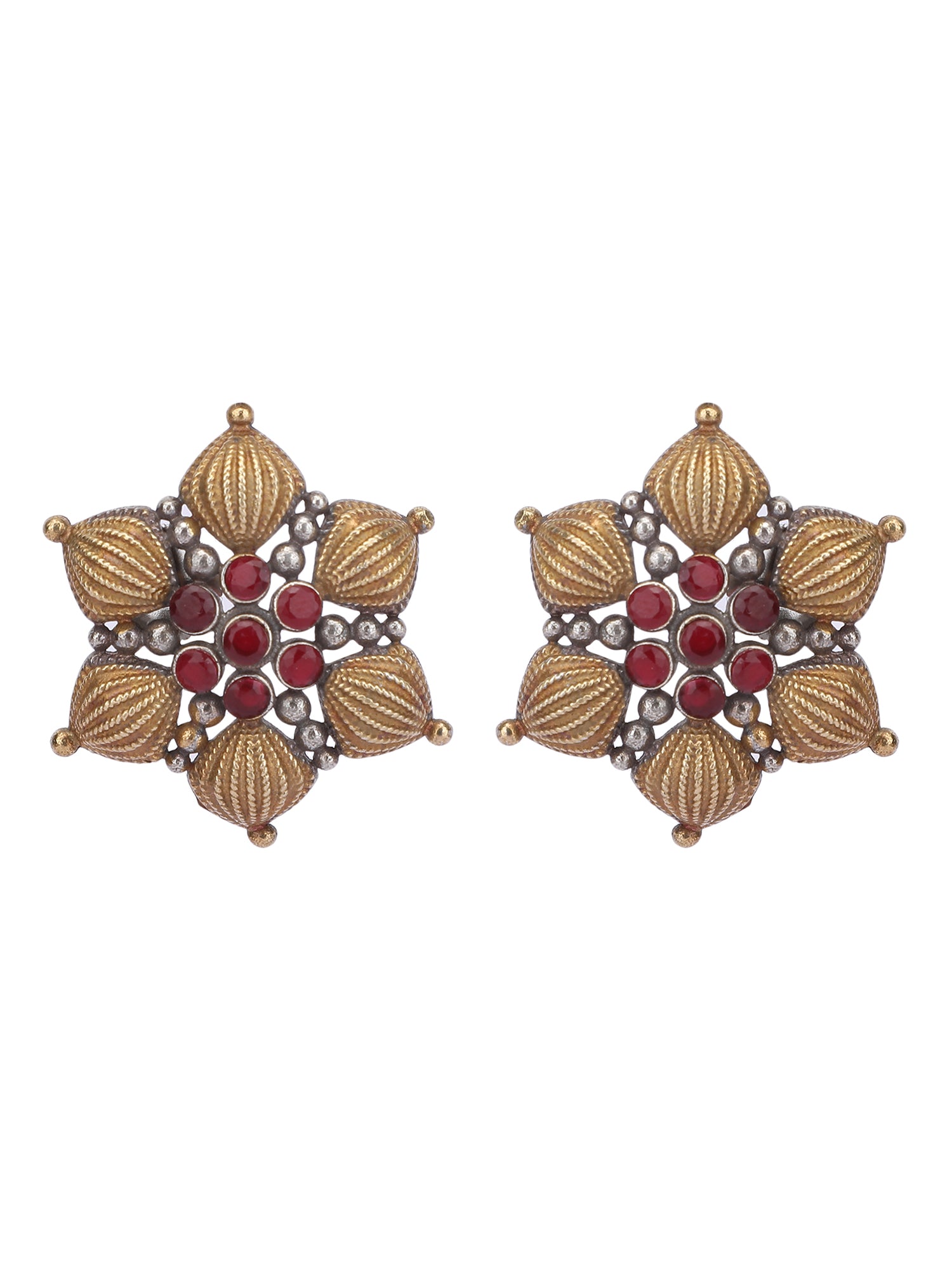 Classic Oxidized Red and Gold Earrings for Women