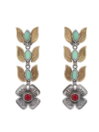 Classic Oxidized Green and Red Earrings for Women