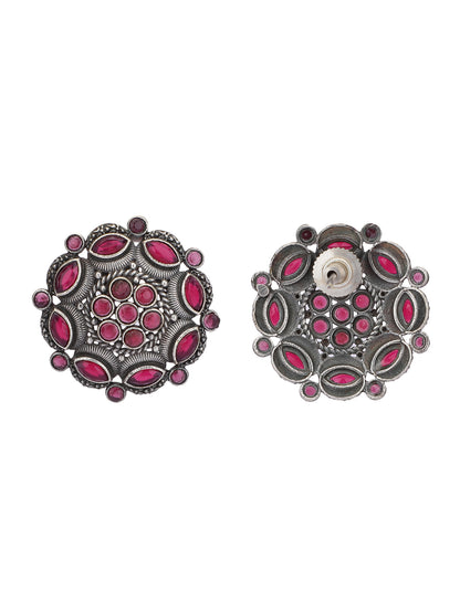 Elegant Oxidized Red Stud Earrings for Women and Girls