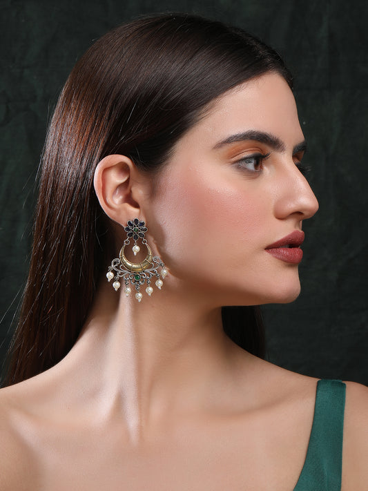 Classic Oxidized Gold and Silver Earrings for Women and Girls