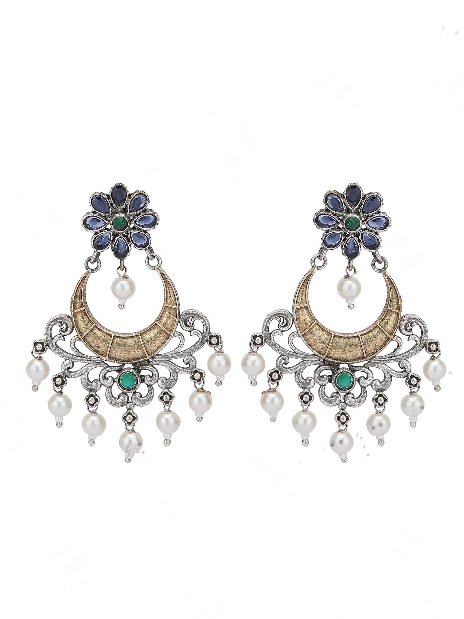 Classic Oxidized Gold and Silver Earrings for Women and Girls