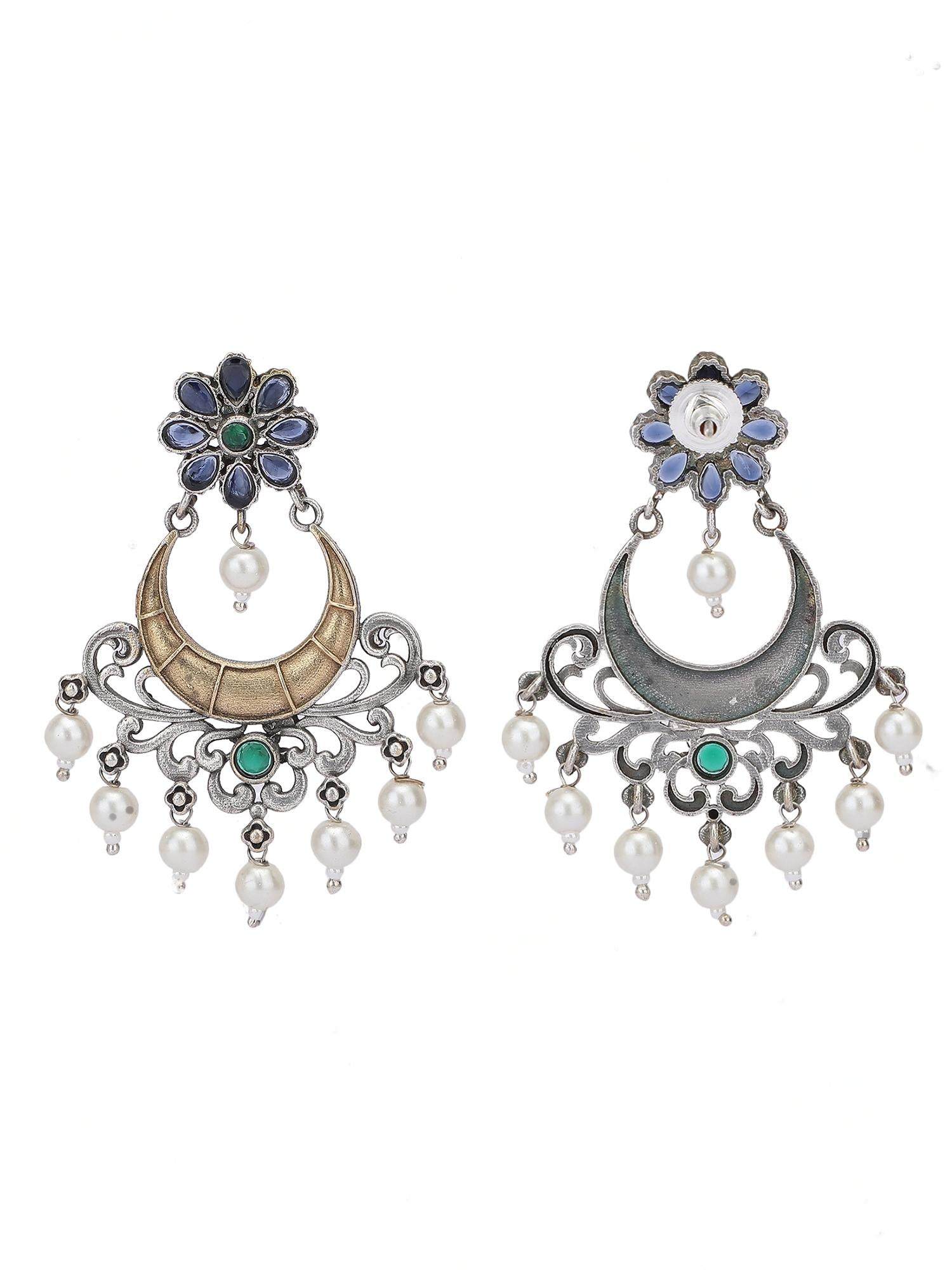 Classic Oxidized Gold and Silver Earrings for Women and Girls
