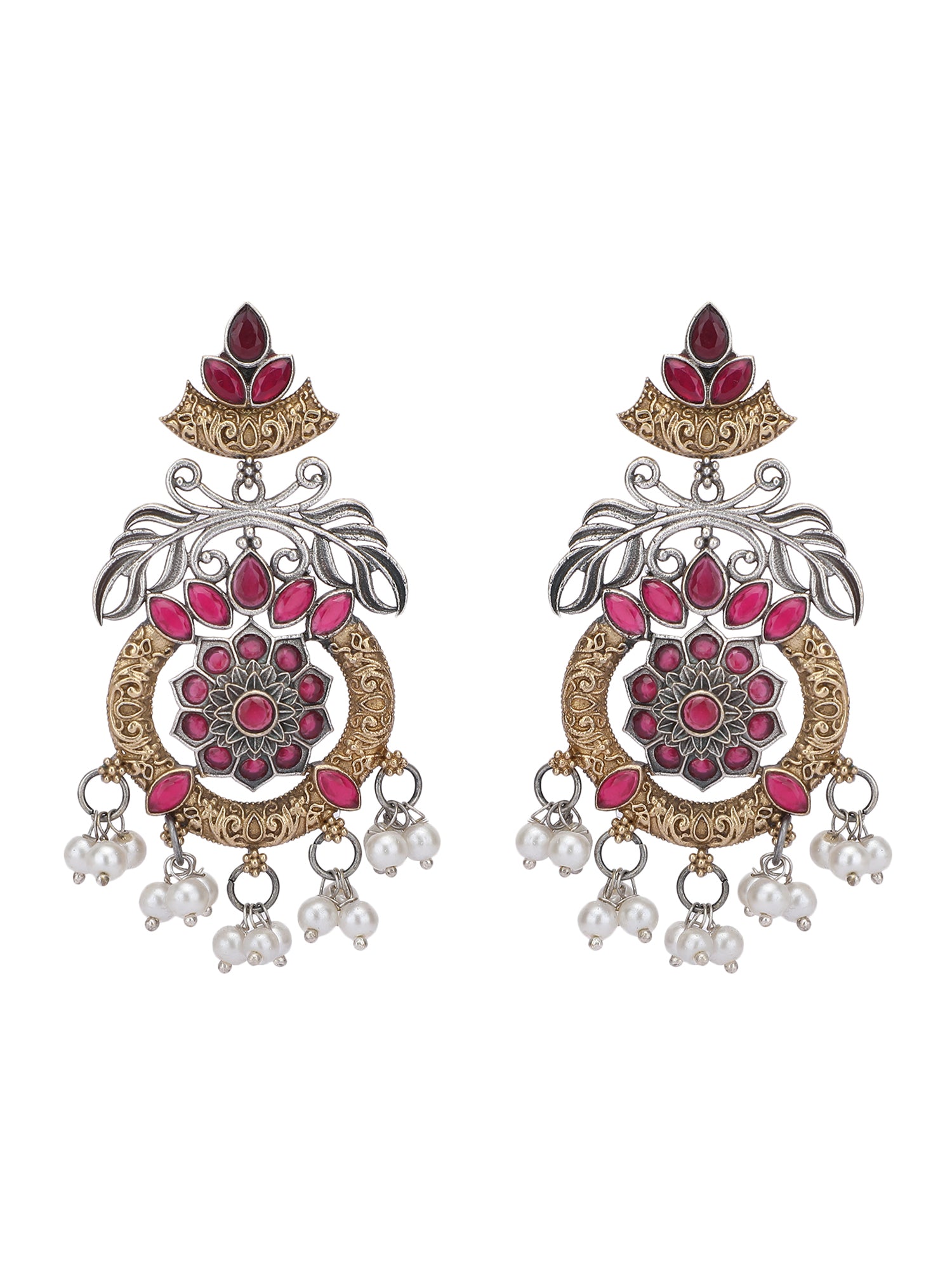 Elegant Oxidized Red and Gold Earring Set for Women and Girls