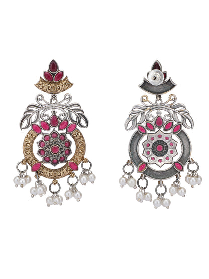 Elegant Oxidized Red and Gold Earring Set for Women and Girls