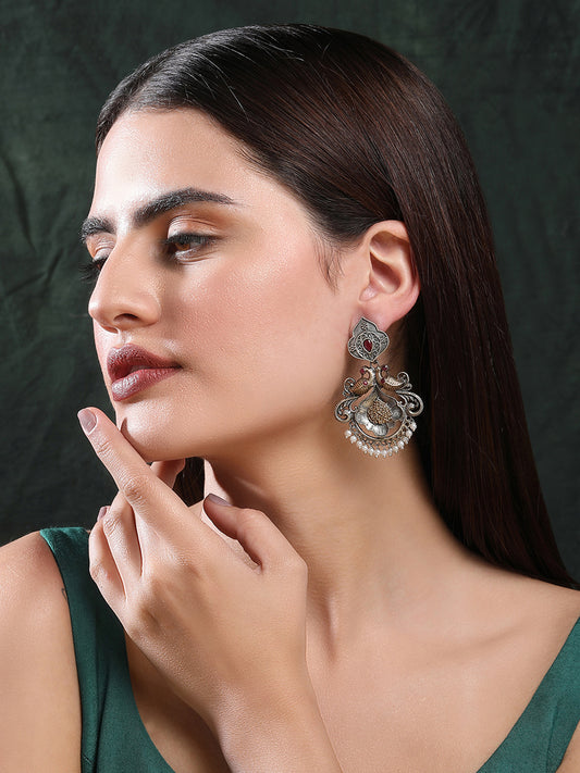 Classic Oxidized Red and Gold Earring Set for Women and Girls
