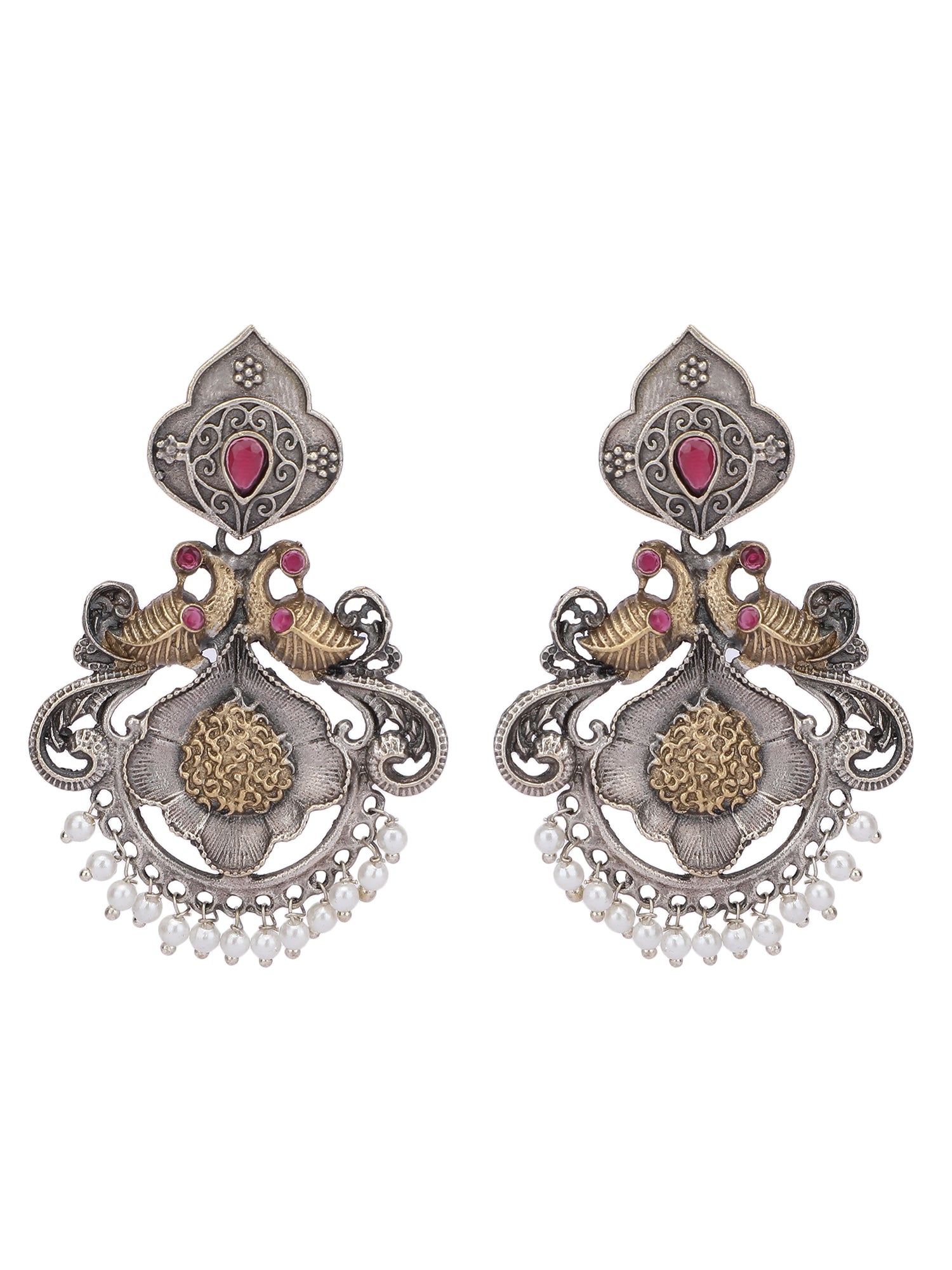 Classic Oxidized Red and Gold Earring Set for Women and Girls