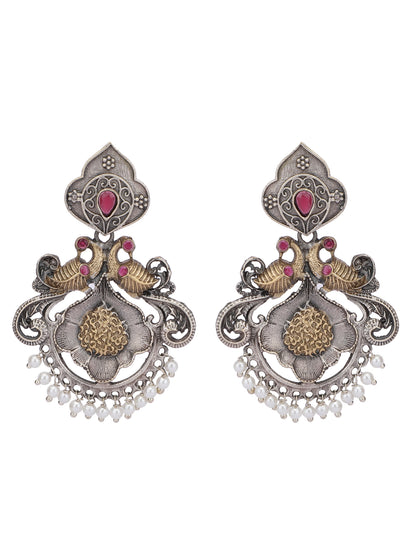 Classic Oxidized Red and Gold Earring Set for Women and Girls