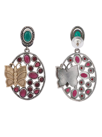 Elegant Oxidized Green and Red Earring Set for Women and Girls