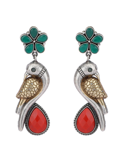 Classic Oxidized Green and Gold Earring Set for Women and Girls