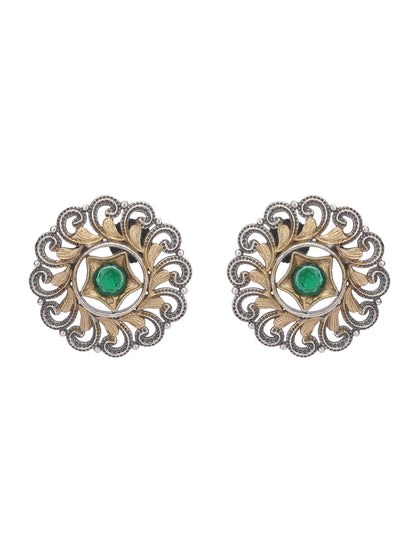 Classic Oxidized Green and Grey Earring Set for Women and Girls