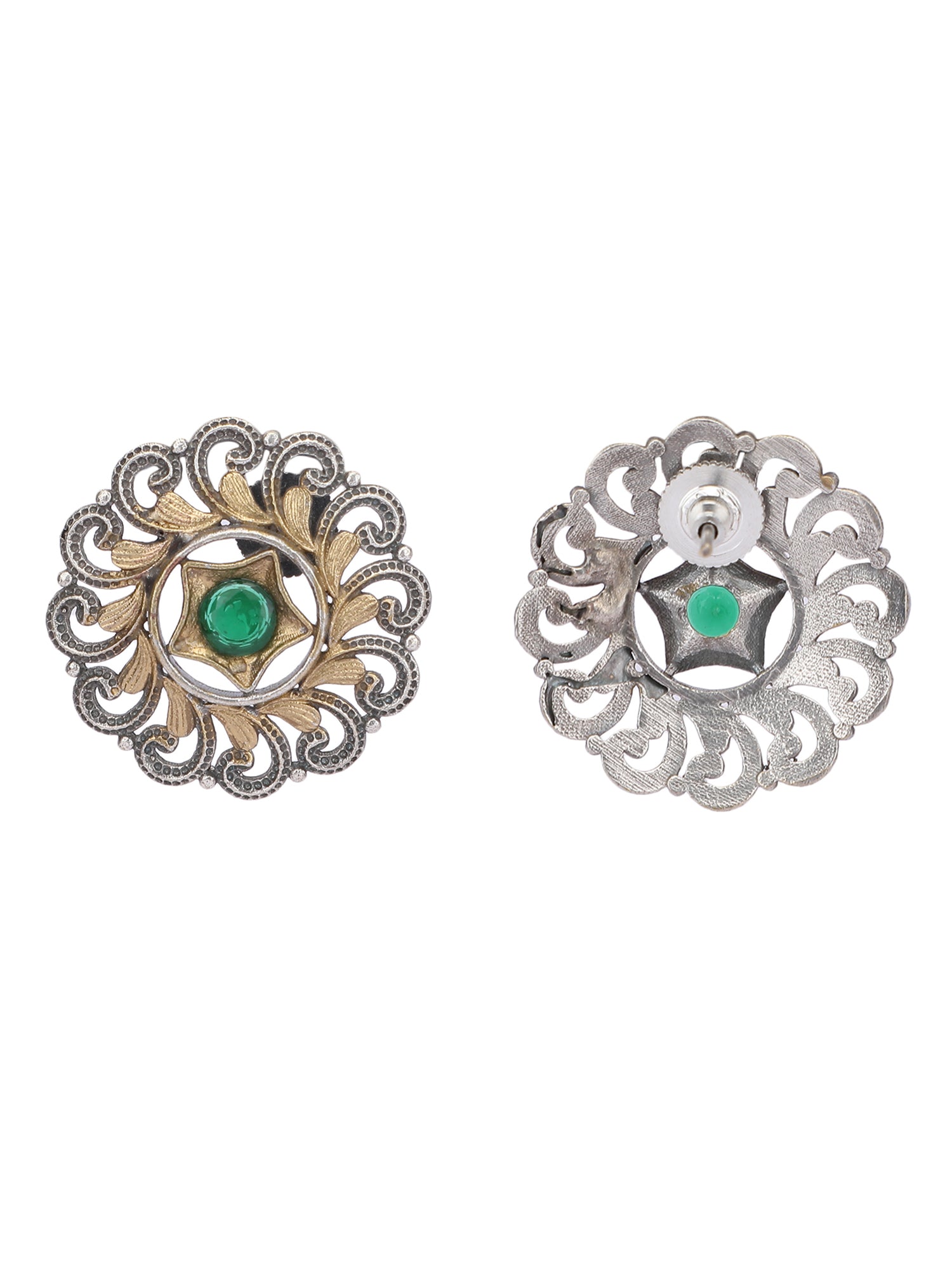 Classic Oxidized Green and Grey Earring Set for Women and Girls