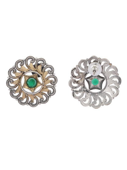 Classic Oxidized Green and Grey Earring Set for Women and Girls