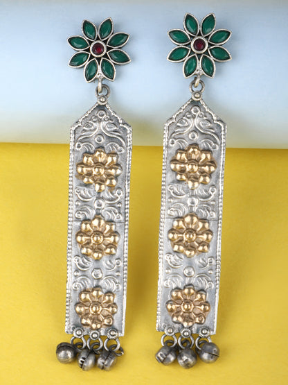 Elegant Oxidized Green and Gold Earring Set for Women and Girls