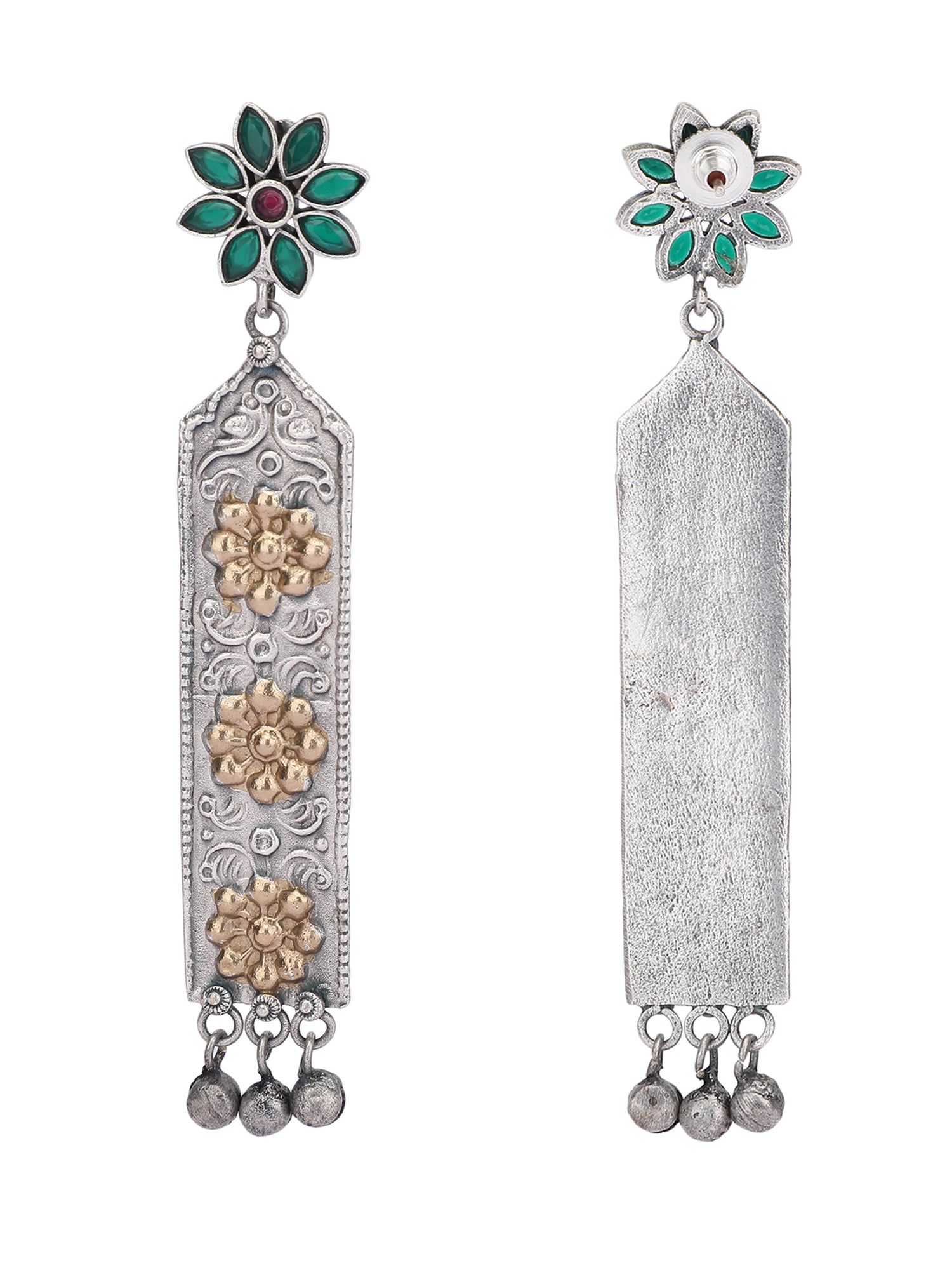 Elegant Oxidized Green and Gold Earring Set for Women and Girls