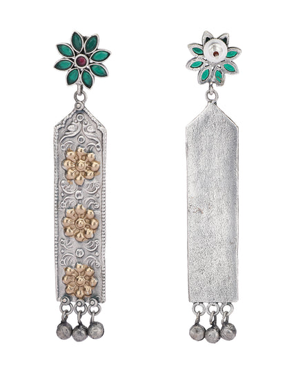 Elegant Oxidized Green and Gold Earring Set for Women and Girls
