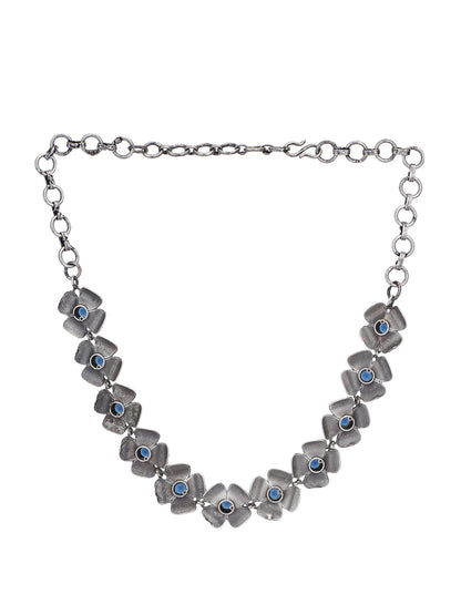 Classic Oxidized Blue Floral Necklace Set for Women and Girls