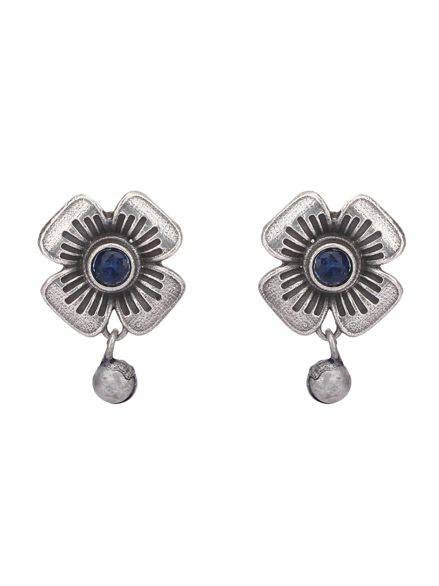 Classic Oxidized Blue Floral Necklace Set for Women and Girls