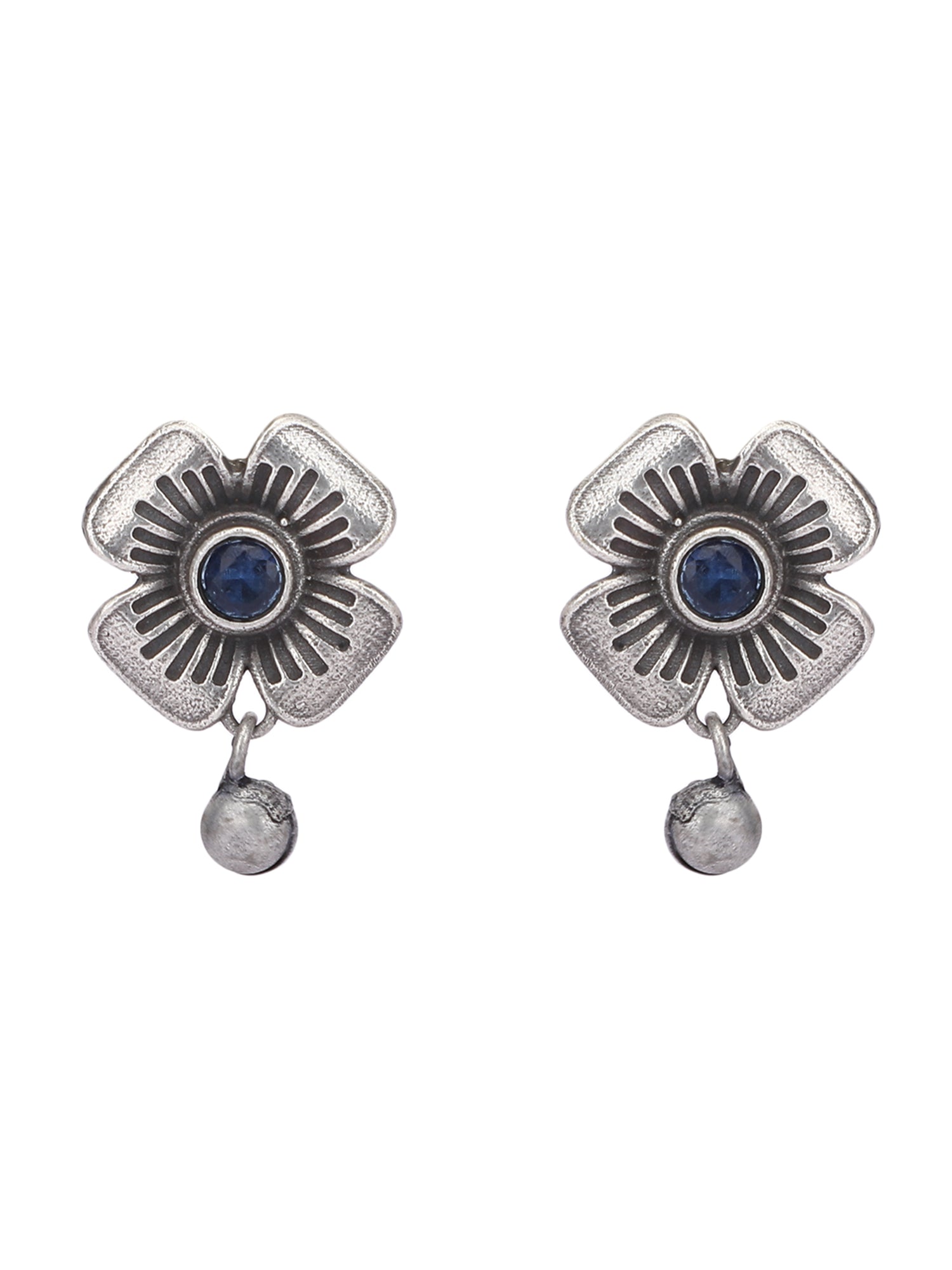 Classic Oxidized Blue Floral Necklace Set for Women and Girls
