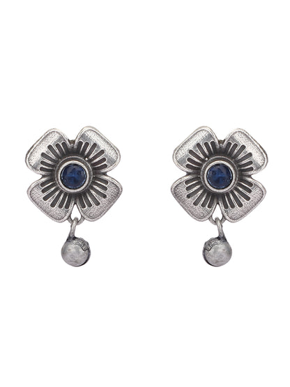 Classic Oxidized Blue Floral Necklace Set for Women and Girls